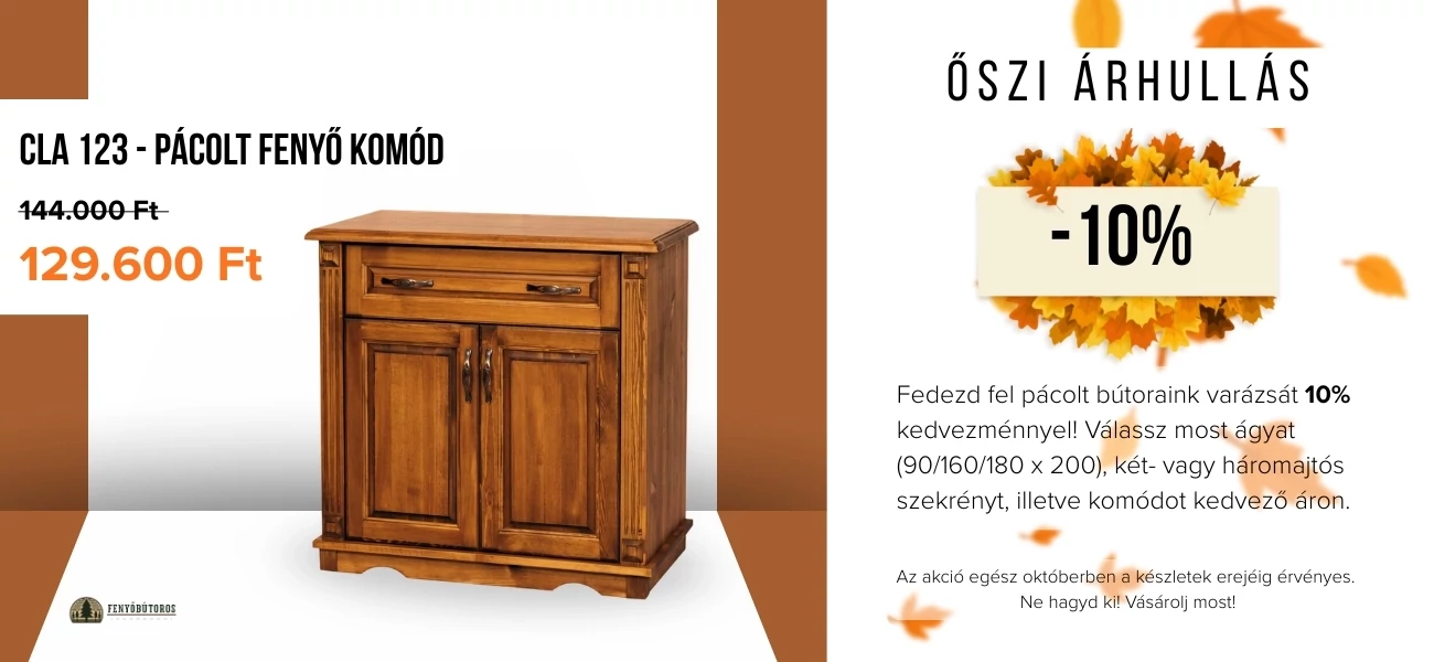 Természetes pácolt fa komód