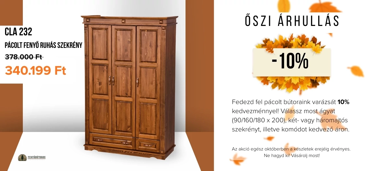 Pácolt fenyő három ajtós szekrény