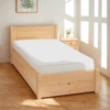 Kép 1/5 - 319G – Ágyneműtartós borovi fenyő ágy 90x200 cm egyenes, fílungos modern fejvéggel – Fenyőbútoros