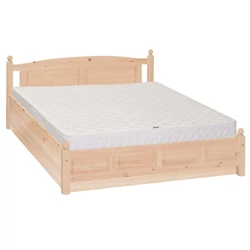 328G – Masszív Borovi fenyő 180x200 cm kétszemélyes francia ágykeret gázrugós ágyneműtartóval +ÁGYRÁCS – Íves, gombos, fílungos
