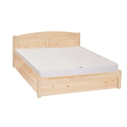 334G – Masszív Borovi fenyő 140x200 cm, kétszemélyes franciaágykeret ágyneműtartóval +ágyráccsal – Modern, íves, fílungos