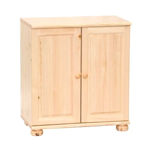 121 borovi fenyő komód 2 ajtós, natúr fa, 80x90 cm – klasszikus, tömörfa tárolóbútor
