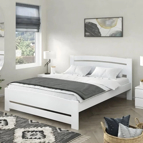 Szofi tömör bükk ágykeret, Elegancia íves vonalakkal - Fehér színben - 120x200 cm | B22FEH