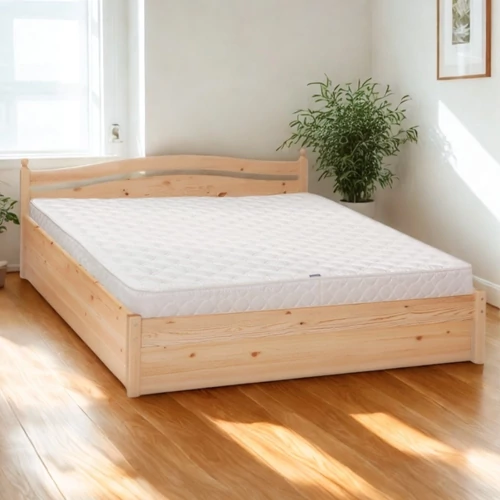 306G – Ágyneműtartós borovi fenyő ágy 160x200 cm ívelt gombos fejvéggel – Fenyőbútoros