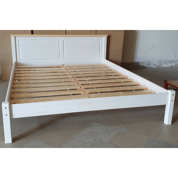 Outlet Fehér ágy, fenyő franciaágy, fenyő ágy, 160x200-as fekvőfelülettel, fix kivitel