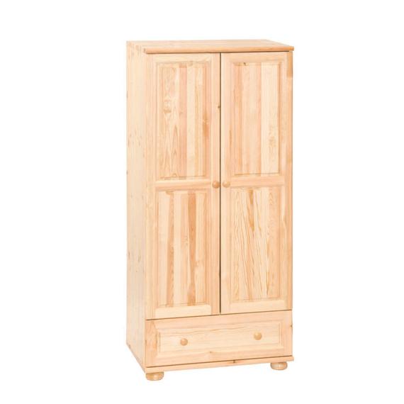 2 ajtós + 1 fiókos natúr borovi fenyő szekrény, akasztós 80 cm széles, 224 termék