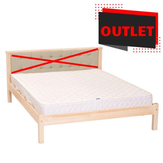 Outlet 358 termék, fenyő franciaágy, betét nélküli, natúr borovi fenyő ágy, 180x200-as fekvőfelülettel, fix kivitel