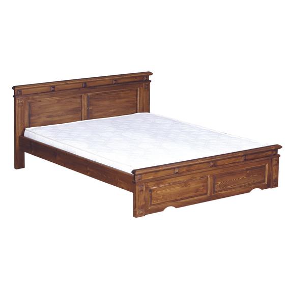 CLA140 termék, fenyő franciaágy, pácolt dió színú borovi fenyő ágy, 140x200-as fekvőfelülettel, fix kivitel