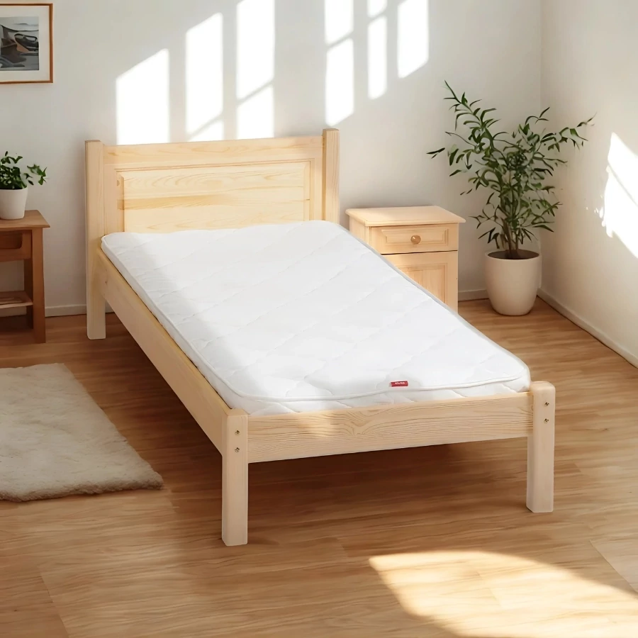319 – Egyenes, fílungos fejvéggel borovi fenyő ágy 90x200 cm – Fenyőbútoros