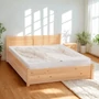 Kép 1/5 - 314G – Ágyneműtartós borovi fenyő ágy 140x200 cm egyenes, fílungos modern fejvéggel – Fenyőbútoros